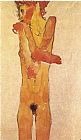 Egon Schiele Famous Paintings - Nude teenager 1910